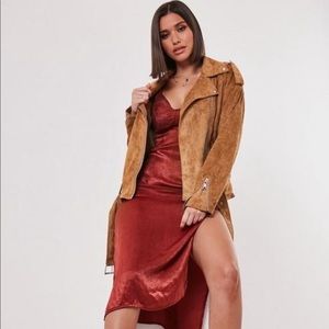 Brown Suede boyfriend biker jacket